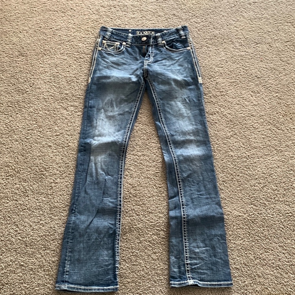 Rock and roll denim low rise boyfriend jeans